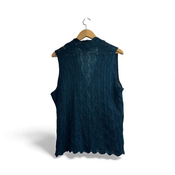 Peruvian Link Alpaca Medium Crochet Vest Teal Blue Green Boho Indie Cottagecore - Picture 3 of 10